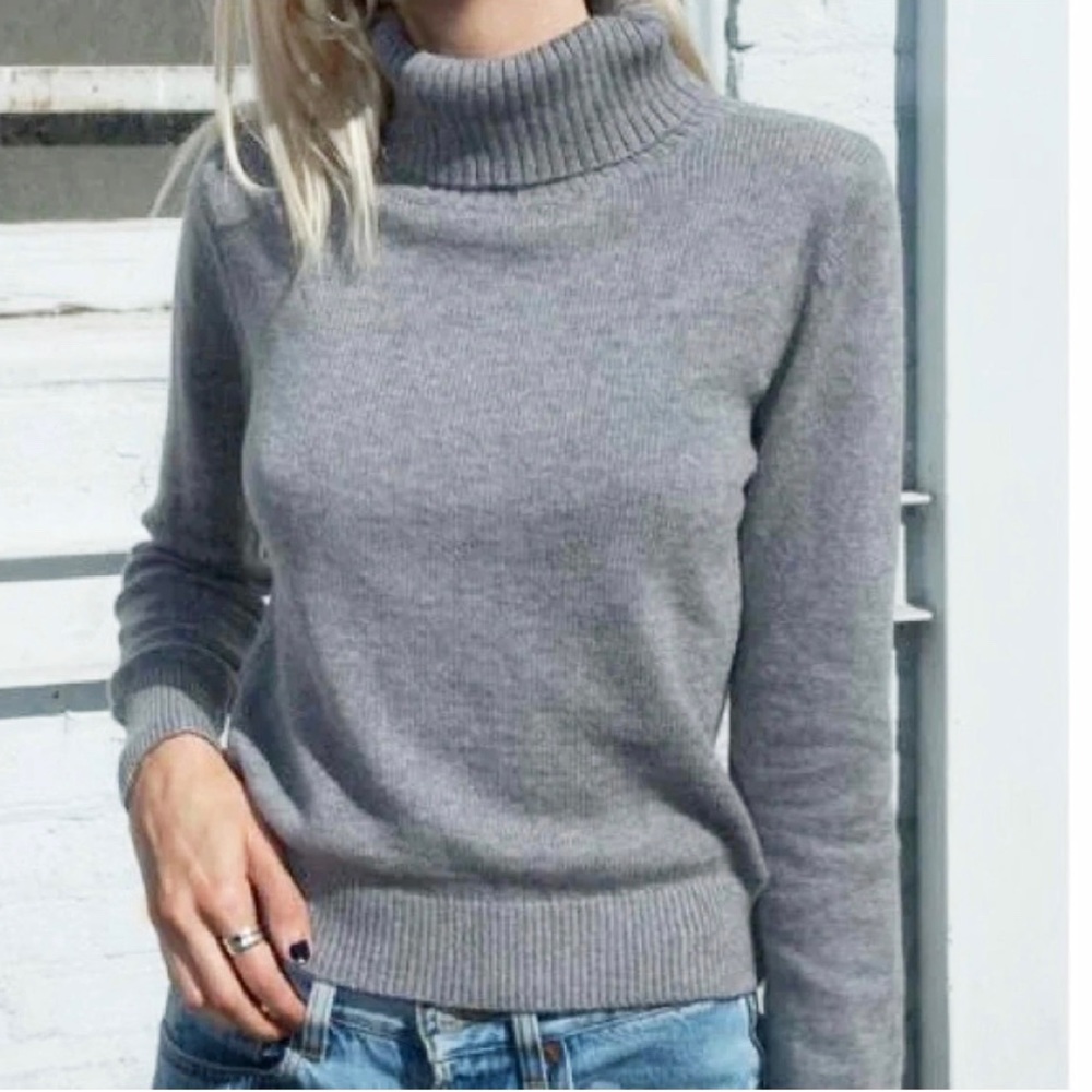 BRANDY MELVILLE CROPPED TURTLENECK SWEATER Gray Cotton Wool PACSUN Small…